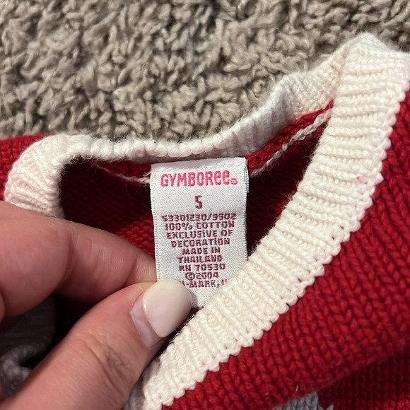 Gymboree Red & White Knit Cat Sweater with GRR Sequin Details - Picture 3 of 4